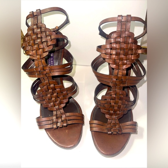 Ralph Lauren Purple Label Shoes - RALPH LAUREN COLLECTION PURPLE LABEL BROWN LEATHER HEELS ANKLE STRAP 7.5 ITALY